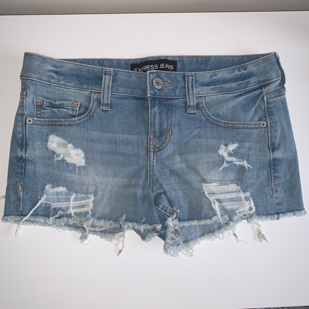 Express Denim Shorts Distressed